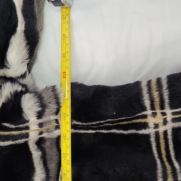 ISAAC MIZRAHI LIVE Faux Fur Dress Coat plaid, long Sz L - Picture 6 of 8